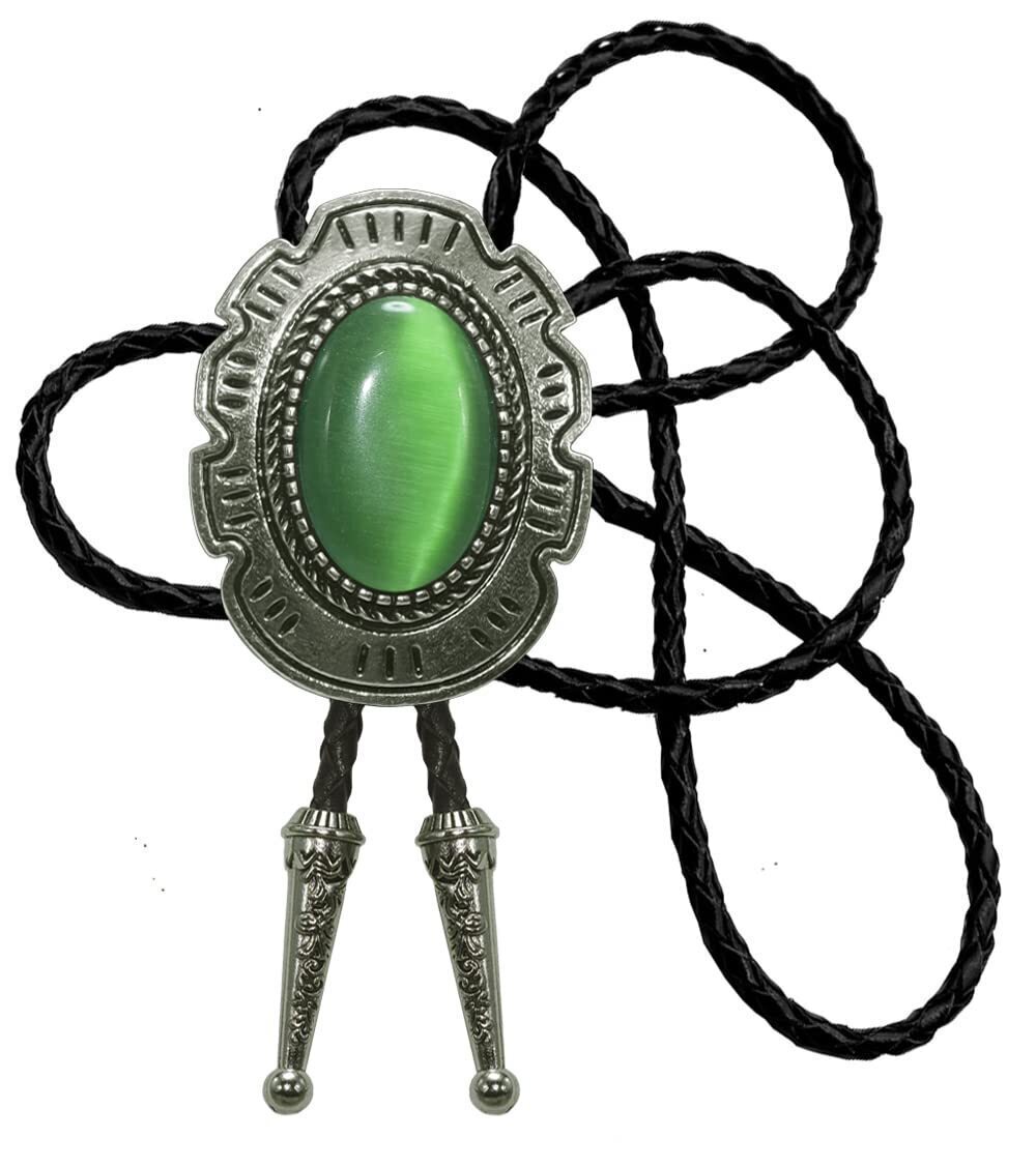 7377 Bolo Tie with Bear Catch And Gem Stone Celtic Parterre Style Genuine